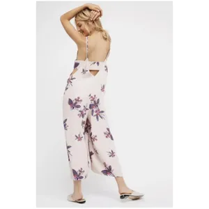 Free People Dream Big Pale Pink Floral Jumpsuit Wide Leg Size Small thumbnail 2