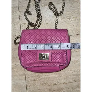 JUICY COUTURE Hot BARBIE‎ Pink Leather Crossbody Shoulder Bag Gold Chain thumbnail 7
