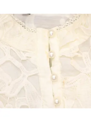 Aqua Womens Button Front Lace Flutter Sleeve Top IBO26550 Ivory Off White XXL thumbnail 6
