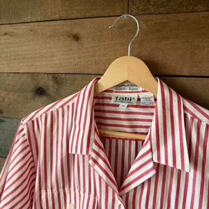 Vintage Tabi International Red White Stripe Button Up Shirt thumbnail 3