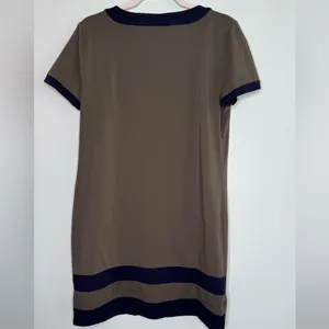 Tommy Hilfiger Womens Contrast Trim Shift Dress Taupe Navy Size Large thumbnail 4
