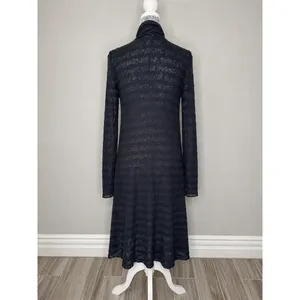 FREE PEOPLE Black Navy Striped Sweater Maxi Cardigan Duster 100% Cotton XS thumbnail 4
