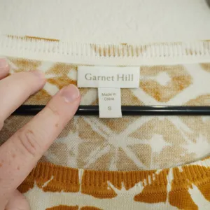 Garnet Hill Size Small Mustard Yellow Silk Cotton Shibori Print Sweater Eclectic thumbnail 3