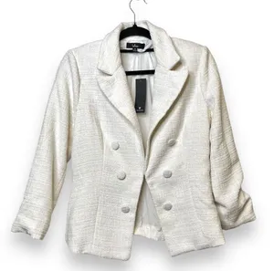 Lulu’s l White Tweed Open-Front Blazer Medium New with Tags thumbnail 12