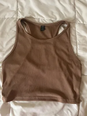 SHEIN brown racer back crop top thumbnail 1