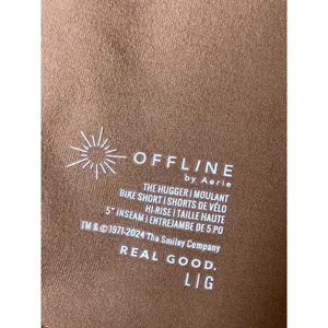 EUC OFFLINE by Aerie The Hugger Brown Smiley Bike Shorts 5" Inseam hi-rise sz L thumbnail 3
