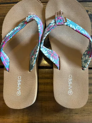 Ampeo Floral Arch Support Flip Flops Blue Size 8 thumbnail 2