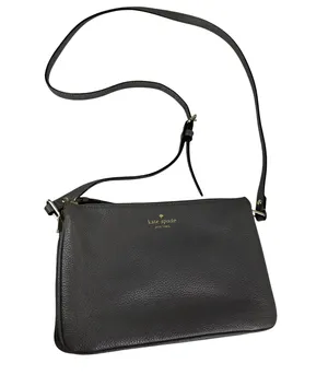 Kate Spade Leila Triple Gusset Gray Leather Crossbody Purse thumbnail 1
