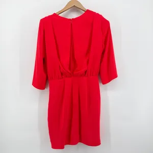 Amanda Uprichard Red Surplice Ruched V-Neck Mini Dress Size Small Tulip‎ Skirt thumbnail 7