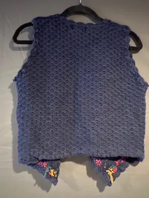 Exclusive Imports Womens Small Ramie Cotton Knit Vest Floral Embroidered Cottage thumbnail 6