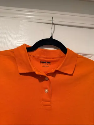 NWOT Lands End Size S Orange Short Sleeve Collared Polo Shirt thumbnail 2