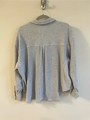 Aerie Medium Heather Gray LumberJane Waffle Shirt Oversized Shacket Size XS thumbnail 6