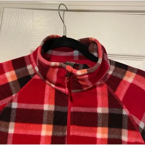 Eddie Bauer Size XXL Pink Plaid Long Sleeve Quarter Zip Pullover Fleece Jacket thumbnail 2