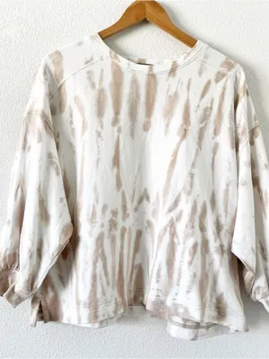 Banana Republic Tie Dye Tan Cream Boxy Fit Puff Sleeve Sweatshirt thumbnail 2