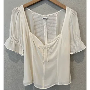 Reformation Delevan Ruffle Sleeve Top Size 10 thumbnail 6