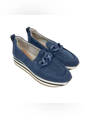 NYDJ Fern‎ Blue Suede Perforated Platform Loafers Chain Size 9 thumbnail 2
