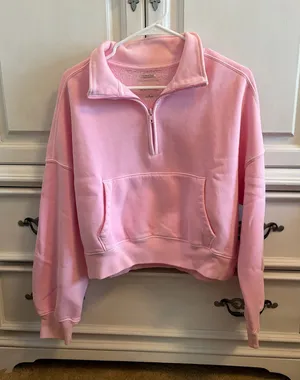 Abercrombie & fitch quarter zip sweatshirt pink thumbnail 1