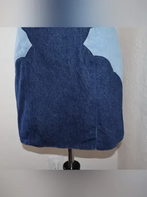 Understated Leather Two-Tone Scalloped Denim Mini Dress small thumbnail 7