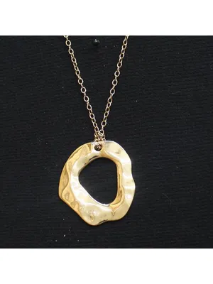 NWT Universal Thread Free Organic Ring Pendant Necklace Gold Yellow 32" + 3" thumbnail 2