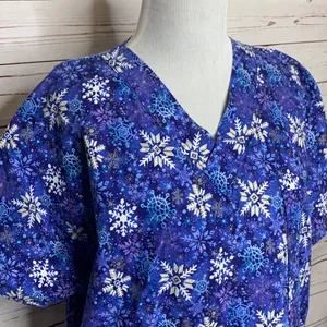 Scrubstar Blue Winter Snowflakes Medical Scrubs Set Size Medium Scrub Top & Pants thumbnail 7