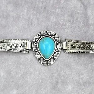 Blue Stone Silver Bracelet Boho Tribal Cuff Fashion Jewelry JB2-55‎ thumbnail 2
