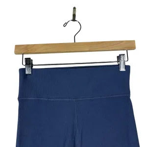 Abercrombie & Fitch Ribbed High Rise Biker Shorts Navy Blue Athleisure Size L thumbnail 2