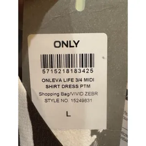Only Leva Dress15249831 Brown Zebra‎ Belted Shirtdress Size Large Midi thumbnail 5