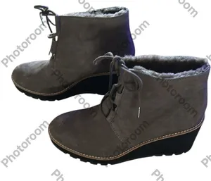 Eileen Fisher Alpine Ankle Bootie Lace Graphite Shearling Leather Size 8.5, NWOT thumbnail 1