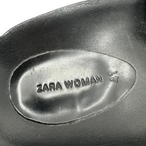 Zara Slide Sandals Buckles‎ Double Strap Faux Leather Black Size 41 US 10 thumbnail 12
