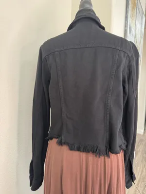 Hidden Los Angeles Black Denim Raw Hem Jacket Size Small thumbnail 9