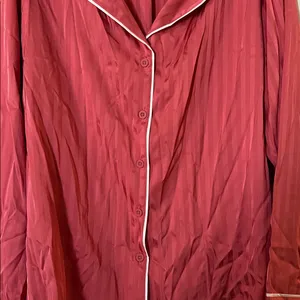 Auden Red Pajama Top with White Trim Pink Size XXL thumbnail 4