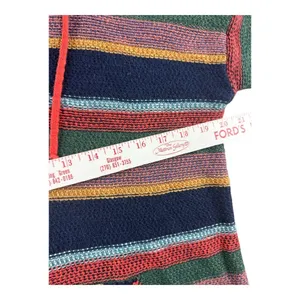 American Eagle Women Baja Hoodie Small Navy Multi Color Striped Knit Hippie Boho thumbnail 5