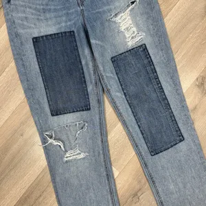 American Eagle Jeans Women 10 Vintage High Rise Slim Distressed Patch Straight‎ thumbnail 5