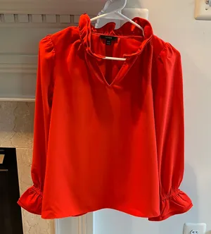 J Crew red/orange blouse size XXS thumbnail 1