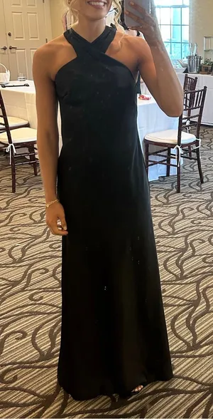 Azazie Elegant Black Cross-Neck Evening Dress for Women thumbnail 1