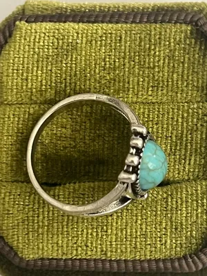 Vintage/Boho Design Faux Turquoise Stainless Steel Silver Ring Size 7 NWT thumbnail 3