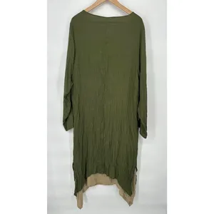 Anself Maxi Dress Green Size 5XL Asymmetrical Lagenlook Long Sleeve Crinkle‎ thumbnail 4