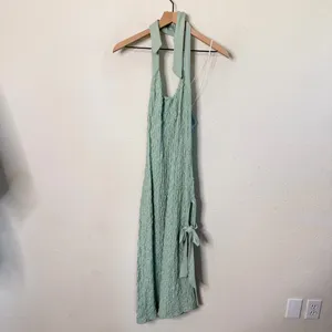 Free People Free-Est Sea‎ Foam Midi Dress Smocked Halter Beach Women’s Size XS thumbnail 5