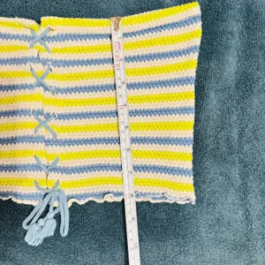 Urban Outfitters Women M Striped Lace Up Crochet Tube Top Blue Lime‎ thumbnail 4
