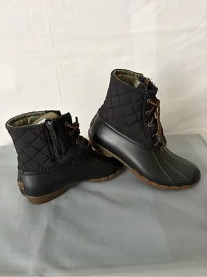 Sperry Black Quilted Duck Boots Lace Up Zipper Womens 7(B221) thumbnail 3