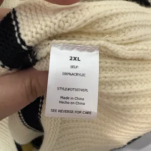 Unbranded Women’s Collared Polo Sweater Cream & Navy Stripe 2XL Nautical Boho thumbnail 9