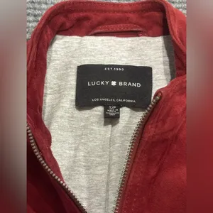 Lucky Brand Wine Red Goat Leather Zip‎ Jacket size Small thumbnail 2