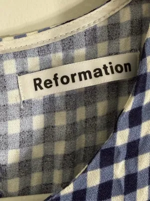 Reformation Fauna Blue Plaid Gingham Button Front Midi Dress Size 0 thumbnail 6