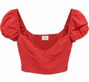 Wilfred Aritzia Coral Puff Sleeve Crop Top S thumbnail 1