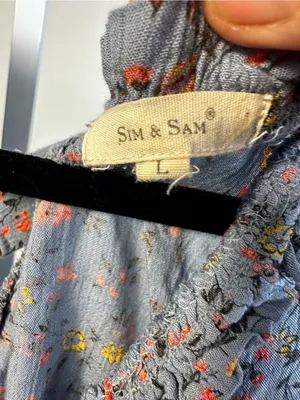 B29. Sim and Sam- Light Blue Floral Peasant Blouse - Women Tops thumbnail 2