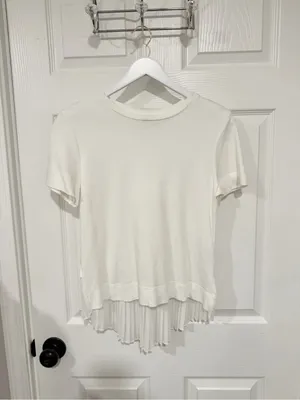 Banana Republic White Cotton Pleated Back Top Quiet Luxury Minimalist XS thumbnail 7
