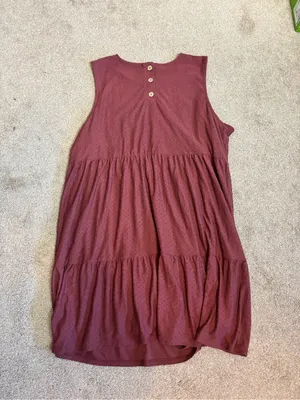 Maurices Rust Maroon Burgundy Swiss Dot Tiered Sleeveless Casual Dress thumbnail 6