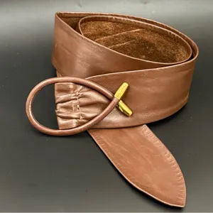 Vintage Unsigned Brown Soft Genuine Leather Women’s Dress Belt Size One Size thumbnail 1
