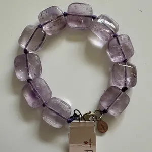 Peyote Bird Free Spirit Amethyst Sterling Silver Chunky Knotted Bracelet 8" NWT thumbnail 1