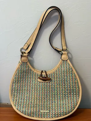 Simply Noelle Woven Rattan Straw Colorful Multi Shoulder Crossbody Bag Purse‎ thumbnail 1